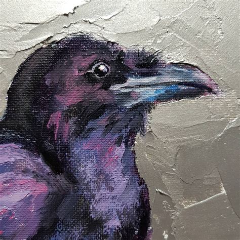 Raven Painting Bird Original Art Animal Artwork Raven Wall Art | Etsy