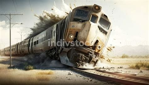 AI Generated illustration from derailed train locomotive - indivstock