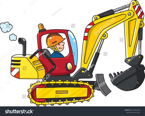 Excavator Driver Construction Worker Vector Cartoon Stock Vector ...