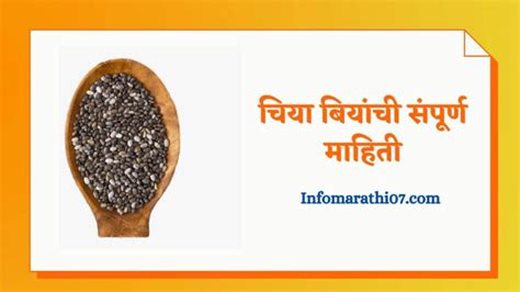 चिया बियांची संपूर्ण माहिती Chia seeds in Marathi