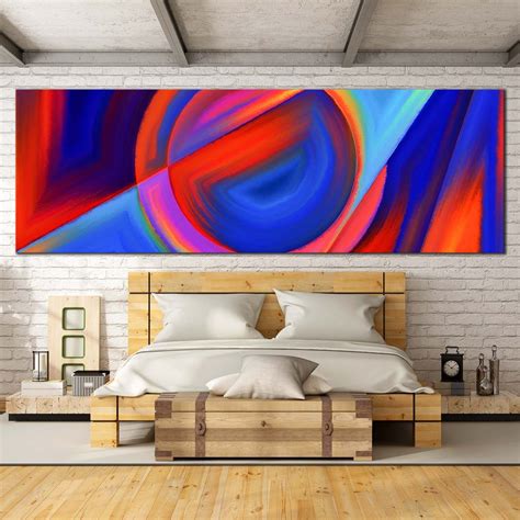 Circular Shapes Canvas Wall Art, Abstract Forms Canvas Print, Red Blue – Dwallart