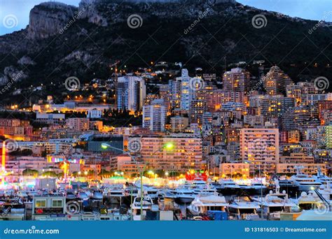 Evening Lights of Monaco, View from the Sea Editorial Stock Photo ...