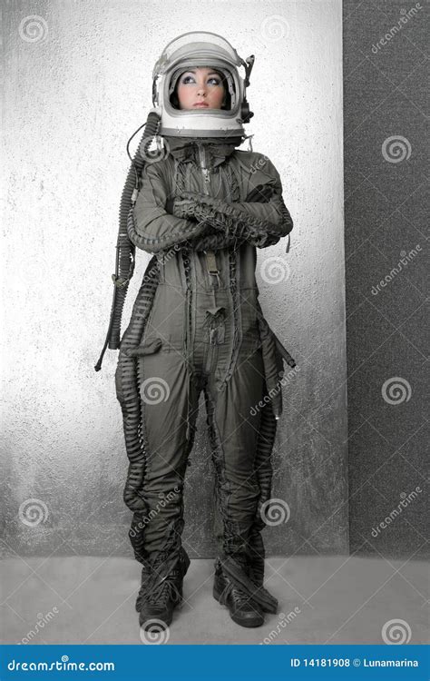 Astronaut Fashion Stand Woman Space Suit Helmet Royalty-Free Stock Image | CartoonDealer.com ...