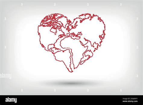 Heart World, World and Love, Happy World Map. World map design that ...