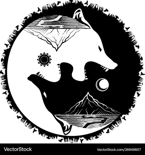 Wolf yin yang celtik Royalty Free Vector Image