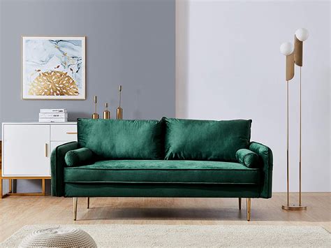 Green Velvet Sofa, 71" Fabric Sofa Couch for Living Room, Modern ...