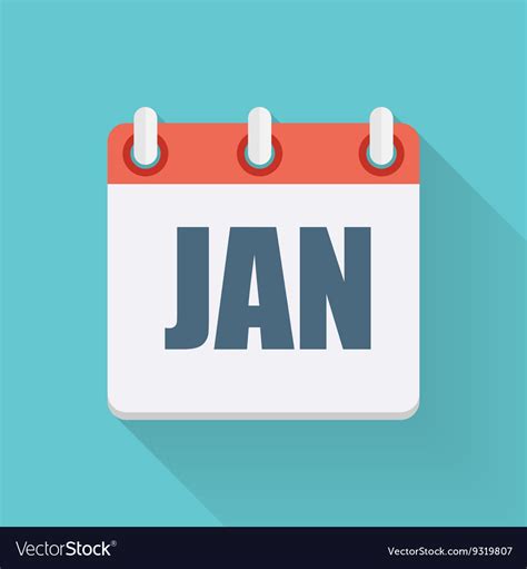 January dates flat icon with long shadow Vector Image