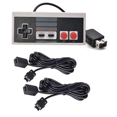 1 NES Mini Classic Controller with 2 Pack of 10ft Extension Cable for NES Classic, SNES Classic ...