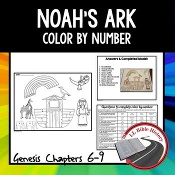 Noah's Ark (Bible Genesis 6-9) Color By Number Activity by LL Bible History