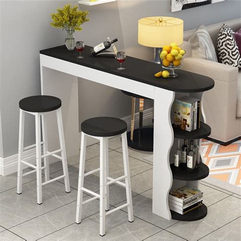 【Living Room】Bar Table Cabinet Counter Meja Bar Kitchen Dining Table Mini Bar Table With Chair ...
