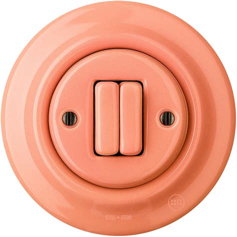 PORCELAIN WALL SWITCH SALMON DOUBLE – DYKE & DEAN Light Switches And ...
