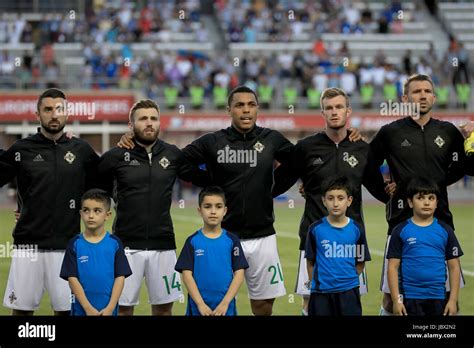 Northern Ireland line up prior to the match Stock Photo - Alamy