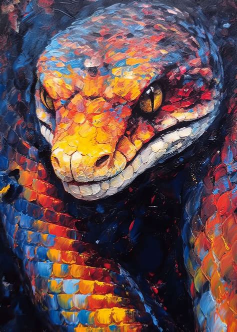 'Palette Snake painting' Poster, picture, metal print, paint by Arnas Čemerka | Displate