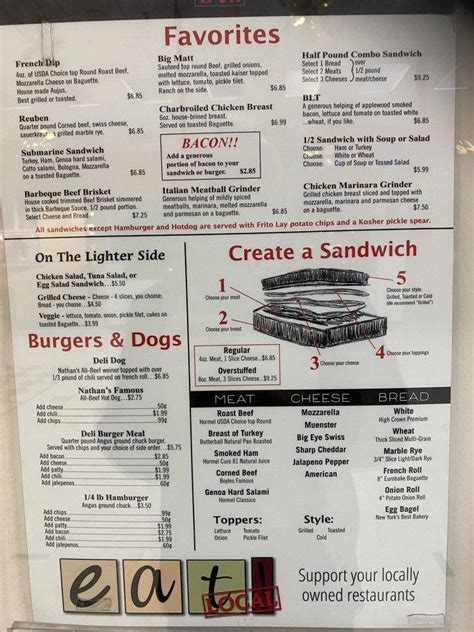 Menu at The Mall Deli restaurant, Pittsburg