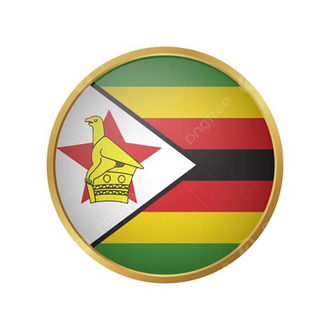 Zimbabwe Clipart Transparent PNG Hd, Zimbabwe Flag Vector With Circle Golden Frame, Zimbabwe ...