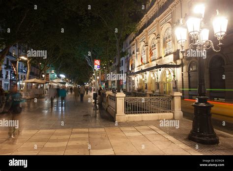 La Rambla at night in Barcelona, Catalonia, Spain Stock Photo - Alamy