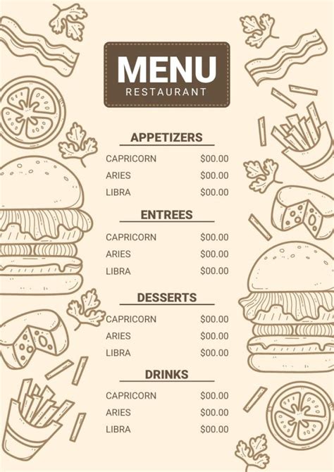 Customize this Hand-drawn Appetizers And Burgers Fast Food Menu design for free