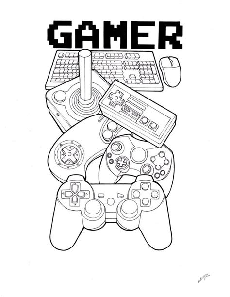 Gamer Tattoo outline by SpiderLAW on DeviantArt