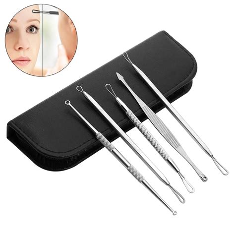 1/5Pcs/Set Professinal Blackhead Whitehead Remover Tools Kit Skin Care Blemish Acne Pimple ...