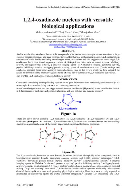 (PDF) 2,4-oxadiazole nucleus with versatile biological applications | MERAJ ALAM KHAN - Academia.edu