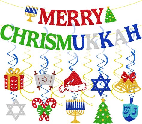 Amazon.com: Merry Chrismukkah Banner Merry Chrismukkah Party Decorations Christmas & Hanukkah ...