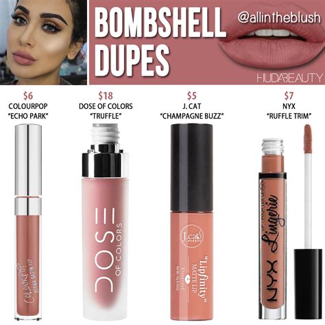 Huda Beauty Bombshell Liquid Matte Lipstick Dupe