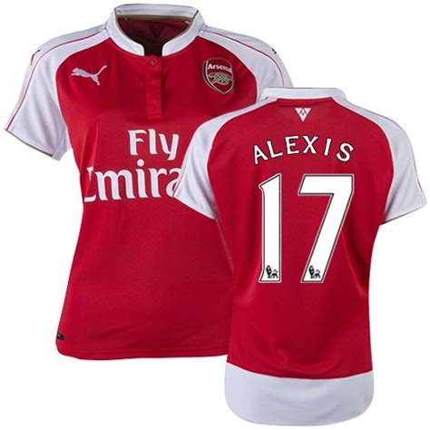 Women's 17 Alexis Sanchez Arsenal FC Jersey - 15/16 Premier League Club ...