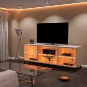LED TV Stand for 65" TV Modern Entertainment Center with LED Lights Media Console Cabinet with ...