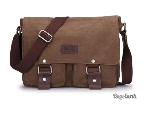 Mens Canvas Satchel Bags, Coffee Canvas Messenger Bag - BagsEarth