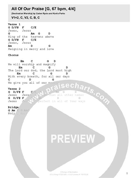 All Of Our Praise Chords PDF Destination Worship PraiseCharts 66856 ...