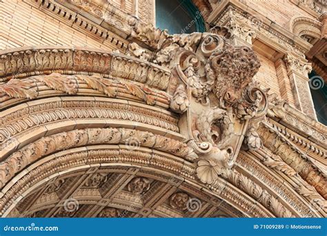 Buffalo Head Sculpture on the Historic Building Stock Image - Image of ...