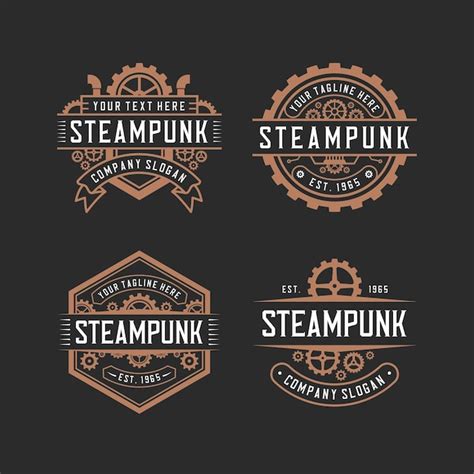 Premium Vector | Steampunk logo design collection