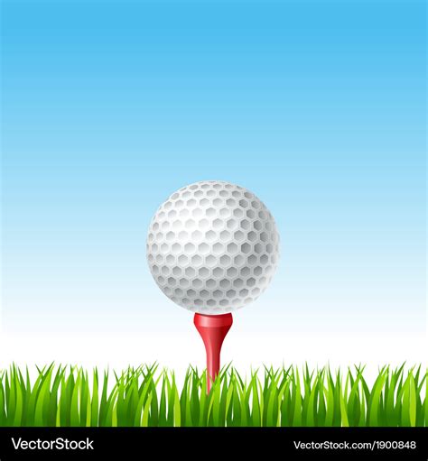 Golf ball on a tee on a grass Royalty Free Vector Image