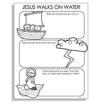 JESUS WALKS ON WATER Bible Story Notes Activity | New Testament ...