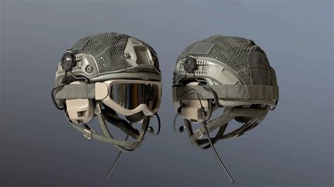 Ballistic Military Helmet with Goggles - 3D Model by Albin