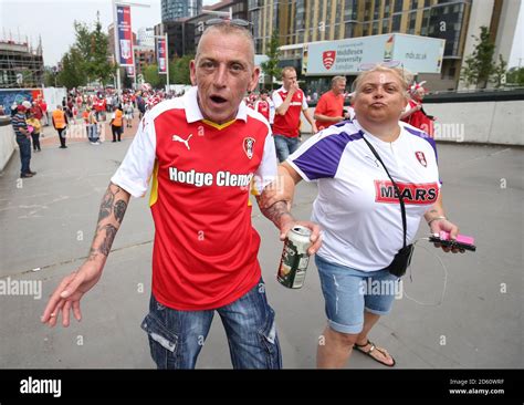 Rotherham United fans on Wembley Way Stock Photo - Alamy