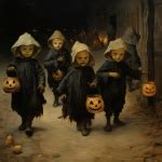 Vintage Art Kids Trick Or Treating Free Stock Photo - Public Domain ...