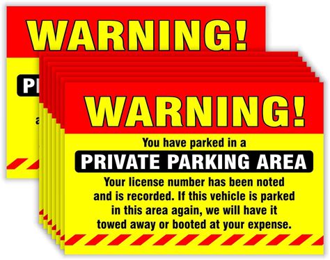 Private Parking Stickers (Pack of 50) Reserved No Permit Area Violation Warning Notice Vehicle ...