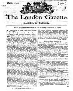 London Gazette Newspaper Archives, Dec 1, 1787, p. 1