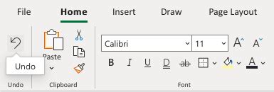 Excel Undo and Redo