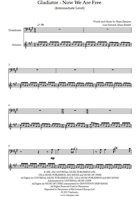 now we are free - PDF free sheet music