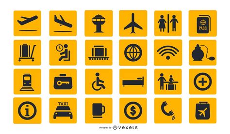 Airport Signs Icon Collection Vector Download