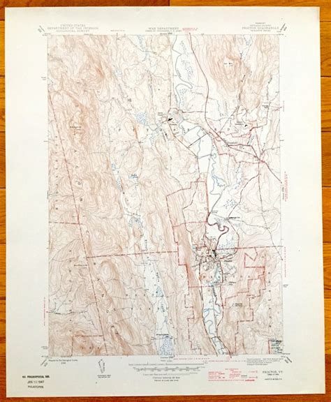 Antique Proctor Vermont 1946 US Geological Survey Topographic - Etsy