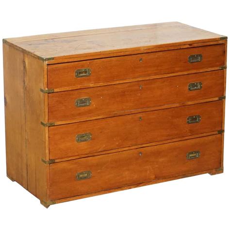 Original Charlotte Horstmann Hong Kong Military Campaign Chest of Drawers Desk For Sale at 1stDibs