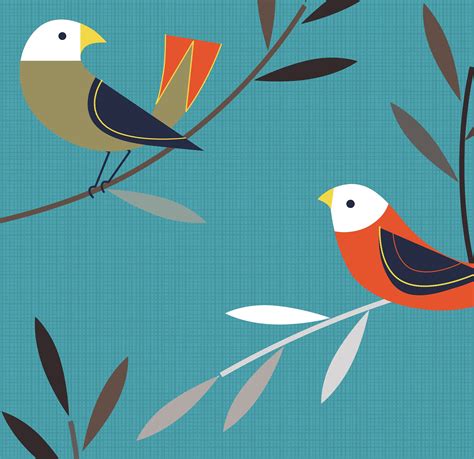 Mid Century Birds Art print Modernist Wall Art Mid Century | Etsy