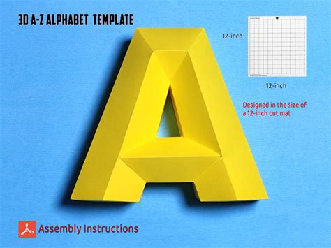 3D Alphabet Letters A-Z Die cut template 3D letters for Cricut Silhouette Cameo
