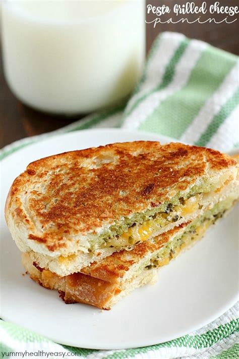 Pesto Grilled Cheese Panini - Yummy Healthy Easy