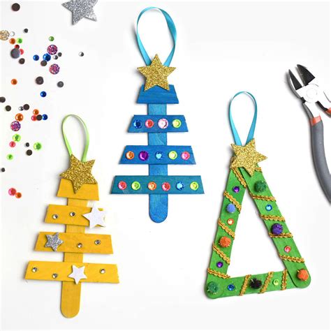 Popsicle Stick Christmas Tree Ornaments Kids Craft | Create. Play. Travel.