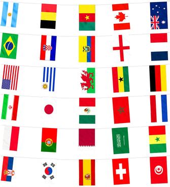 International Flag Bunting - 32 Countries World Cup Flags Banner World ...