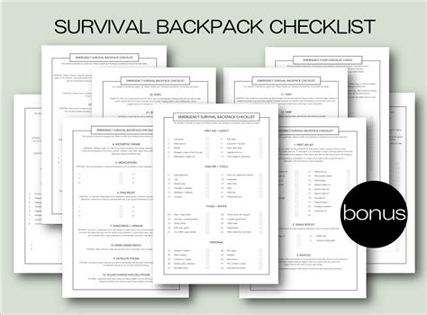 Survival Backpack Checklist Emergency Prepper A4 PDF Printable Survival ...